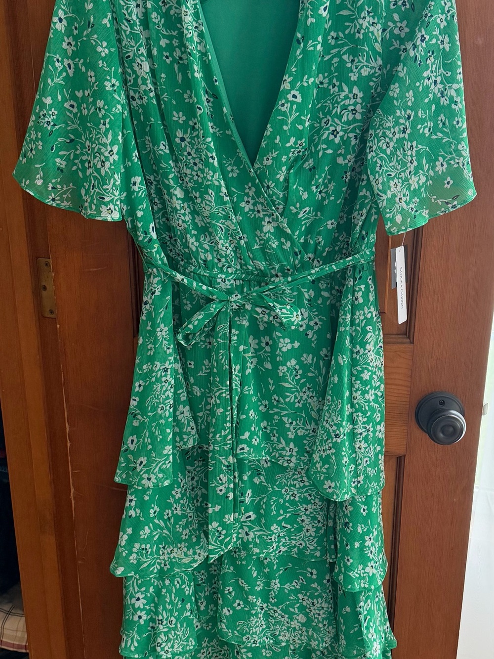 Sandra Darren Emerald Green Floral Dress
